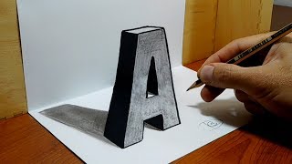 3D Trick Art on Paper Letter quotAquot with Graphite Pencil [upl. by Illoh673]