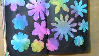 Black Gesso Art Journal Page with Dylusions Distress Ink and Beeswax [upl. by Anaiq]