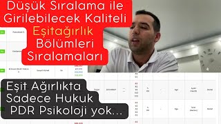 Düşük Sıralama ile Girilebilecek Önü Açık Eşit Ağırlık Bölümleri Puanları sıralamaları YKS Tercih [upl. by Sahpec]