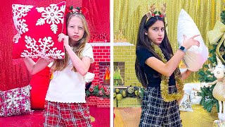 Nastya and a new Christmas Red VS Gold Challenge [upl. by Nassi]