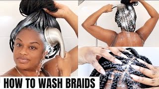 THE BEST WAY TO WASH BRAIDS  NO FRIZZ [upl. by Benil]