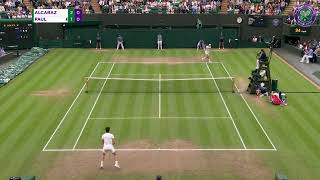 Carlos Alcarazs STUNNING backhand winner after 20shot rally  Wimbledon 2024 [upl. by Lipps]