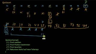 AlgoDat  08 Quicksort Erklärung und Beispiel Klausuraufgabe [upl. by Renard]
