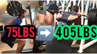 75LBS  405 LBS SQUAT TRANSFORMATION 15 16 YEARS OLD [upl. by Jacob]