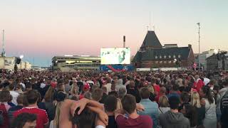 WORLD CUP 2018  The crowd goes CRAZY when Kasper Schmeichel saves Modric’s penalty kick [upl. by Rabaj628]