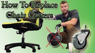 How to Replace Office Chair Casters  Full Install Video [upl. by Broek]