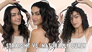 6in1 Curling Wand on Straight AND Curly Hair  Alya Amsden [upl. by Aralomo]