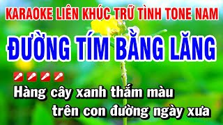 Karaoke Liên Khúc Trữ Tình Tone Nam Nhạc Sống Dễ Hát  Đường Tím Bằng Lăng  Hoài Phong Organ [upl. by Anialem739]