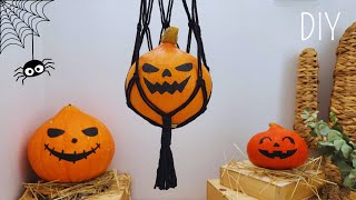 🕸🎃🕷FÁCIL Porta CALABAZAS de MACRAME paso a paso  DIY Macrame Pumpkins Hanger Tutorial [upl. by Raynor963]