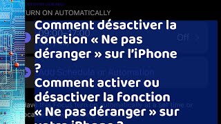 Comment désactiver la fonction « Ne pas déranger » sur l’iPhone [upl. by Trudnak]