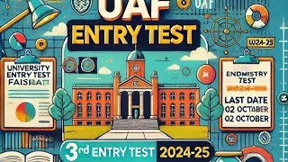 University of Agriculture Faisalabad UAF UAF Community College PARS 3rd Entry Test for Admission [upl. by Cud]