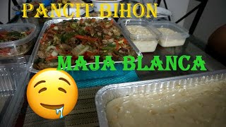 HOW TO MAKE MAJA BLANCA AND PANCIT BIHON CALGARY CANADA [upl. by Okire]