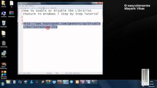 How to Enable or Disable the Libraries Feature in Windows 7 Step By Step Tutorial [upl. by Fogel517]