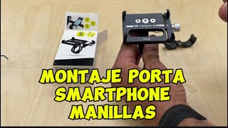 Montaje porta smartphone manillar bicicleta y patinete  soporte móvil teléfono bicicleta ciclismo [upl. by Yblehs496]