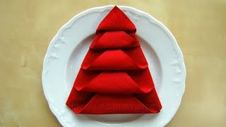 Servietten falten Weihnachten  Tanne  Tischdeko Weihnachten  Origami mit Servietten  DIY [upl. by Duntson]