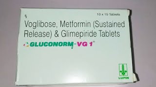 gluconorm vg1 tabletsmetformin hydrochlorideglimepiridevoglibose tablets [upl. by Idur]