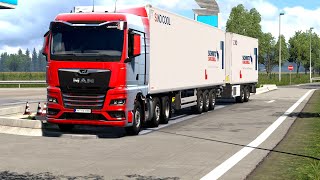 ETS 2  Using the Schmitz Cargobull SKO Refrigerated Double Trailers to Transport Plums Part 2 [upl. by Ettezil]