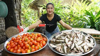 Amazing cooking skills Yummy braised fish cooking with tomato  Cooking with Sreypov [upl. by Angelis294]