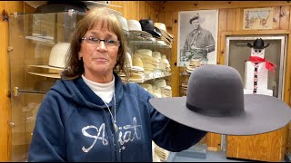 How to shape and cut a felt cowboy hat at the historic Emporium Western Store in Bakersfield Ca [upl. by Jenn]