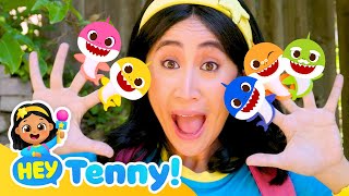 Shark Finger Family  Nursery Rhymes  Kids Songs  Educational Video for Kids  Hey Tenny [upl. by Thursby]