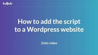 Adding Leadfeedeer Tracker to your WordPress site [upl. by Malony687]