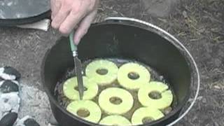 How to Bake a Pineapple Upsidedown Cake in a Dutch Oven on Charcoal Brickettes [upl. by Donnell650]