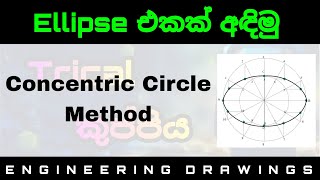 Concentric Circle Method of Ellipse Construction in Sinhala [upl. by Garwood]