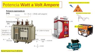 Como convertir potencia eléctrica WATT A KVA 👀 [upl. by Tildie770]