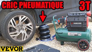 je teste cric pneumatique VEVOR 3T avec STANLEY et PARKSIDE LIDL compresseur silencieux PSKO 24 [upl. by Arin203]