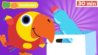 Learning First Words with Larry the Parrot  Sensory Stimulation for Babies  Vocabulary for Kids [upl. by Maroj350]