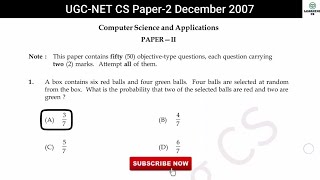 December 2007  UGC NET Computer Science Solved Paper  D8707  NTA UGC NET [upl. by Haras70]