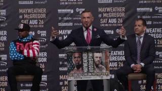 Conor McGregor guarantees he’ll knock Floyd Mayweather out within 4 rounds  ESPN [upl. by Haerb]