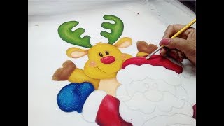 Fabric Painting Tutorial  Pintura En Tela Navidad [upl. by Hnahym822]