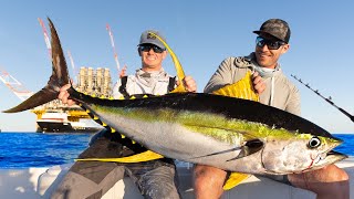 GIANT Tuna Under Worlds BIGGEST Oil Rig Catch Clean Cook Yellowfin Tuna [upl. by Walcoff]