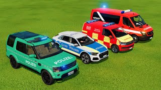 POLICE CARS TRANSPORTATION WITH TRAIN 04 amp TRAIN VS CAR  Farming Simulator 22 [upl. by Ahouh831]