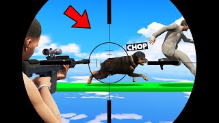 GTA 5 CHOP GOT SNIPED IN SNIPER VS RUNNERS [upl. by Jeanne]