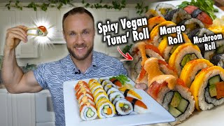 Amazing Vegan Sushi Rolls 3 Recipes That Will Blow Your Mind [upl. by Newcomb]