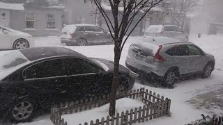 NEW YORK CITY 2018  First snow blizzard this year 4K [upl. by Atinwahs]