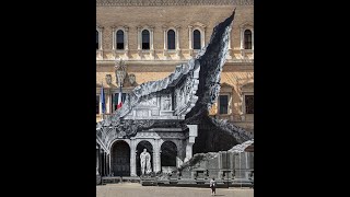 Mural on Palazzo Farnese by JR in Rome Italy [upl. by Luke]