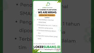 Lowongan Kerja Bekasi PT Darmex Plantation September 2024 Terbaru lokersubang [upl. by Eniamret]