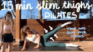 15MIN slim thighs pilates workout  tone and lengthen legs  no equipment [upl. by Orland]