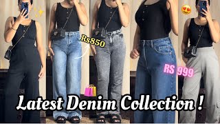 HUGE DENIM HAUL  High waisted pants Trouser Jeans Parachute pants  Try on Haul myntra haul [upl. by Sylvanus351]