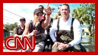 CNN tours flooded neighborhood on an airboat rescuing survivors [upl. by Meela]