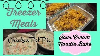 Two Freezer Meals  Sour Cream Noodle Bake amp ChickenPot Pie [upl. by Neelahs]