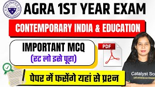 Bed 1st Year Exam 2024  Important MCQ on Contemporary India and Education  Catalyst soni [upl. by Goer]