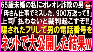 【スカッとする話】65歳、独身未婚の私にオレオレ詐欺の男から電話「母さん仕事でミスした900万送って…」上司「払わないと裁判起こすぞ！」騙されたフリして男の電話番号をネットで大公開した結果w【 [upl. by Selwin]