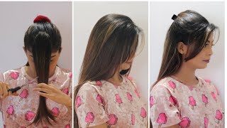 How to cut your own hair at home  Side swept bangs Flicks  Rinkal Soni [upl. by Yreved]