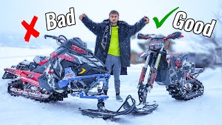 New Exo Snowmobile vs Snow Bike Mountain Riding [upl. by Ardy]