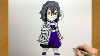 How to draw Chibi Obanai Iguro from Demon Slayer  Kimetsu no Yaiba  step by step  draw anime [upl. by Yemrej]