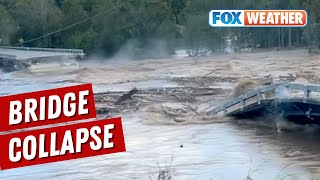 Get Out Of The Way Bridge Collapses Into Flooded Raging River In East Tennessee [upl. by Marilou]